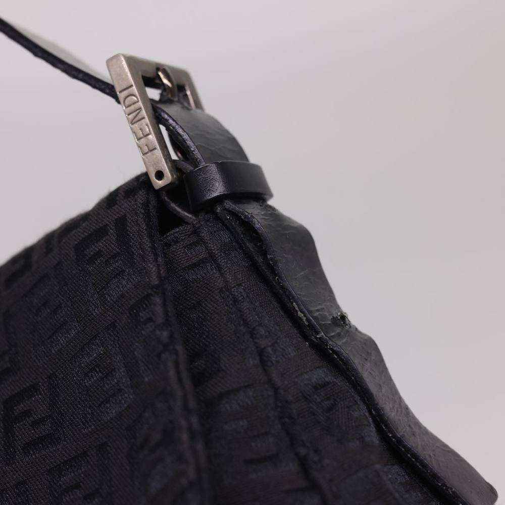 FENDI Zucchino Canvas Mamma Baguette Shoulder Bag Black Auth fm2228 - Picture 8 of 16